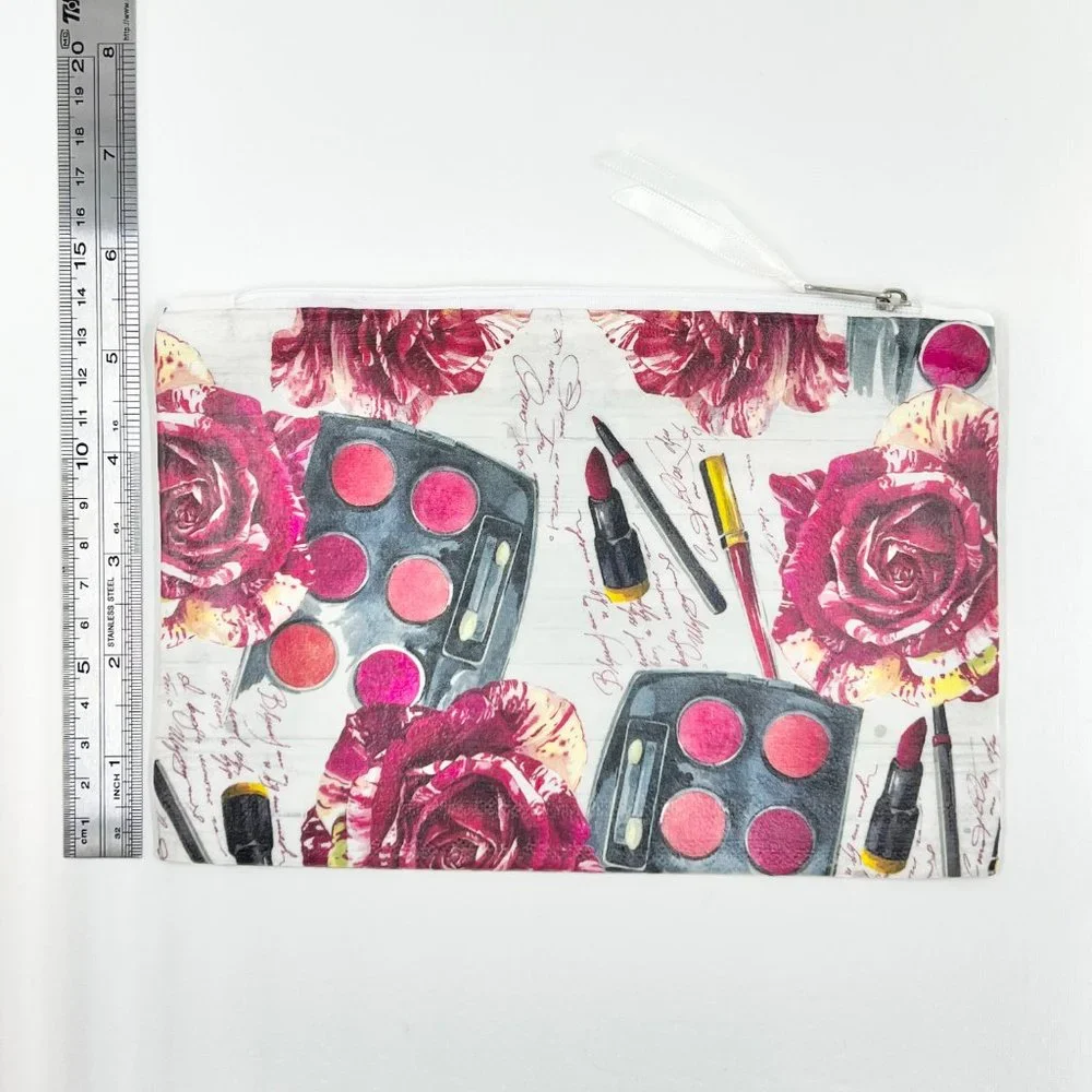 New / Handcrafted - Hand Decorated Cosmetic / Travel Zipper Pouch Bag